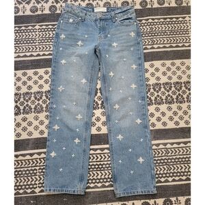 Banjara Blue Jeans Girly Pearl Accents 1/24 Mid-Rise Straight Leg